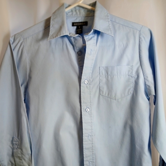 #392 Boys George Light Blue Button Down Dress Shirt Size M (8) - Picture 1 of 16